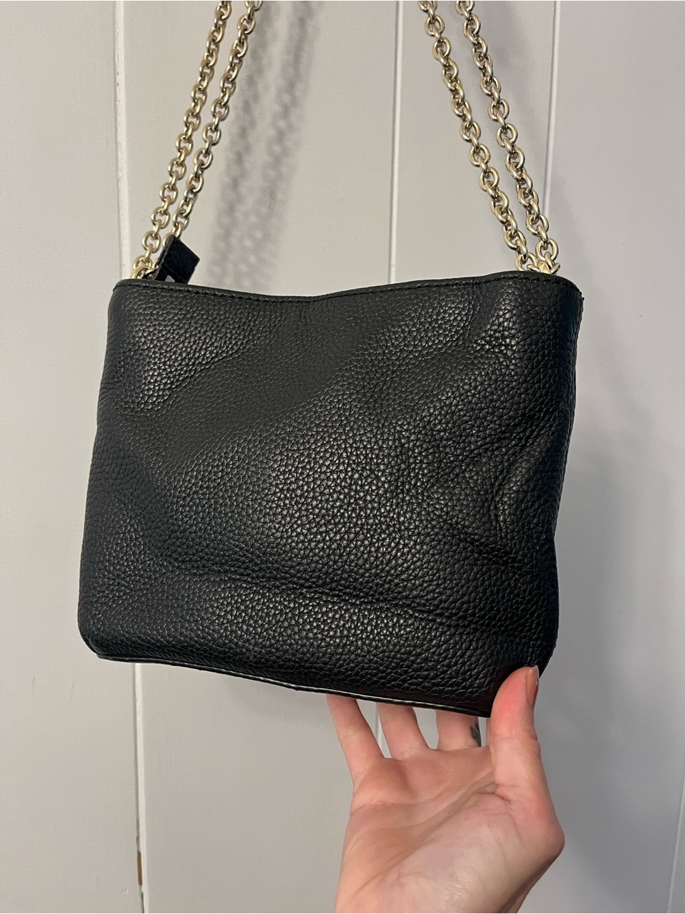 Kate Spade Jackson Street Ellery Convertible Bag Pebbled Black Leather Chain - Picture 15 of 16